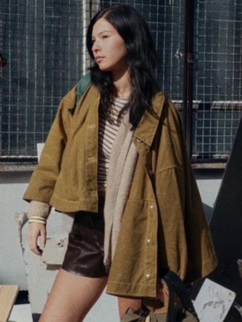 NWT Zara Waxed Organic Cotton Ocher (Bronze) Cape Jacket